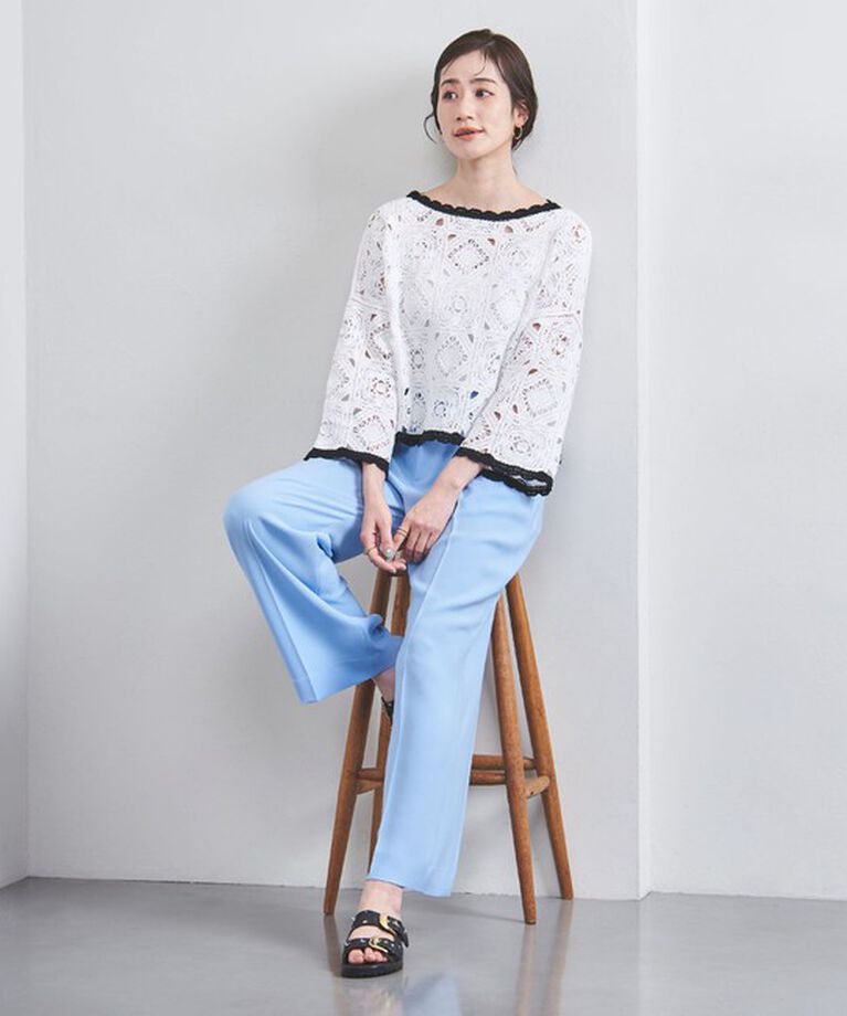 UNITED ARROWS「クロッシー エンブロイダリー ニットプルオーバー」|ニット・セーター|