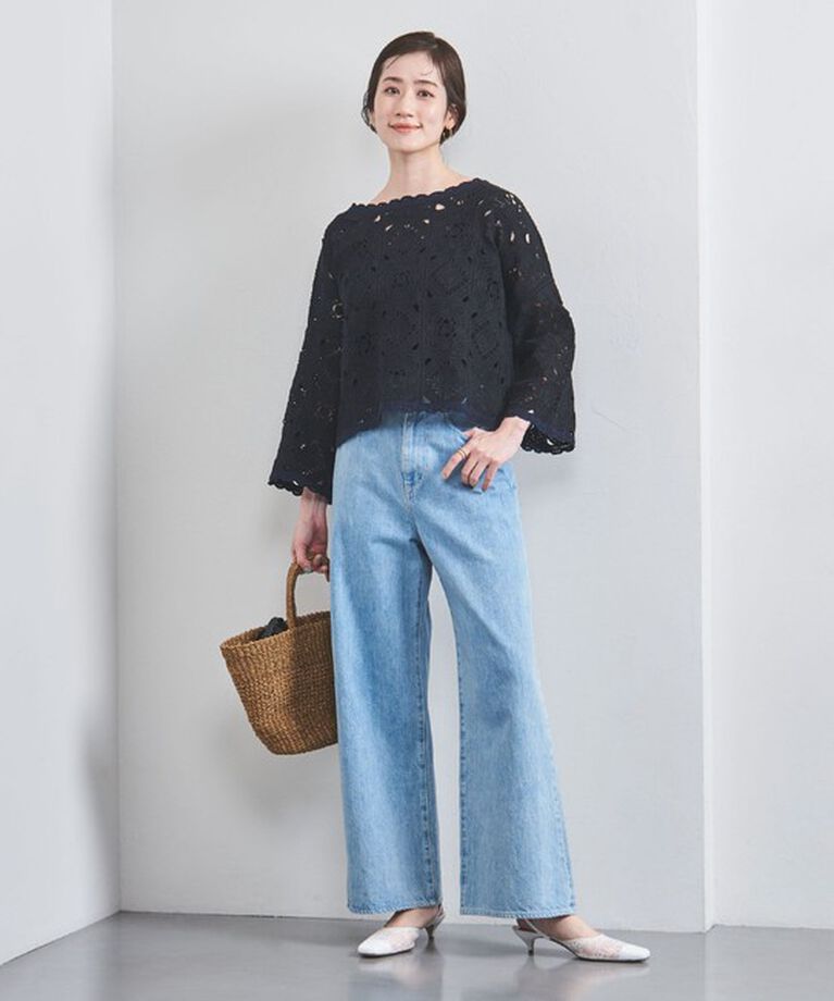 UNITED ARROWS「クロッシー エンブロイダリー ニットプルオーバー」|ニット・セーター|