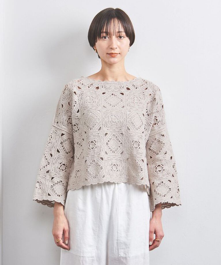 UNITED ARROWS「クロッシー エンブロイダリー ニットプルオーバー」|ニット・セーター|