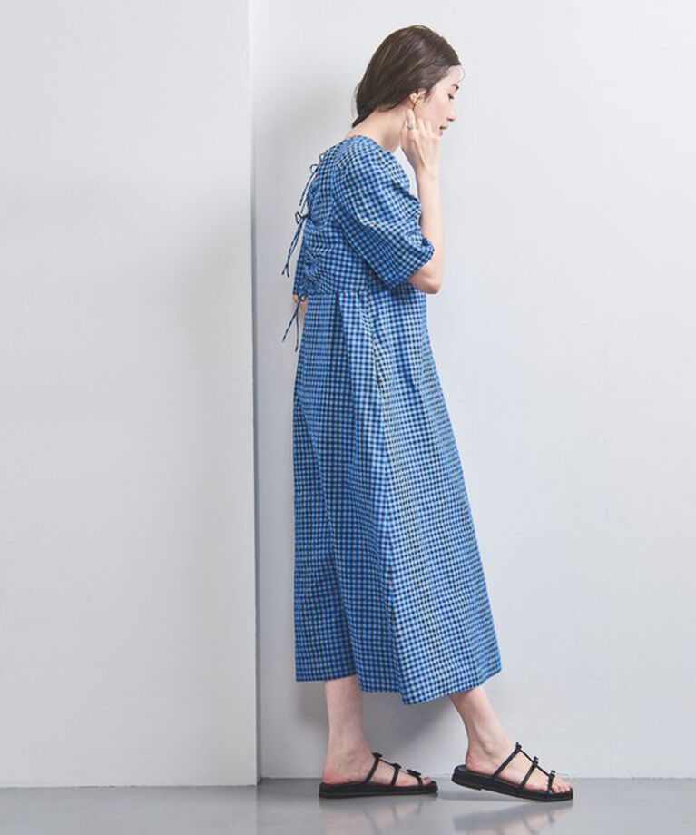 UNITED ARROWS「オープン バックリボン チェックワンピース」|ワンピース|