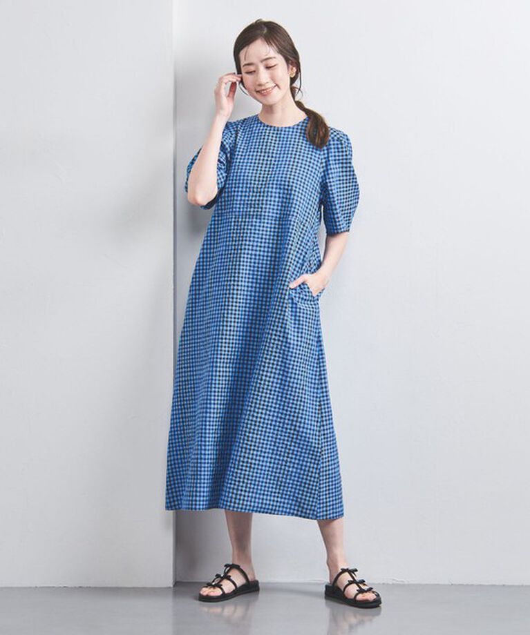 UNITED ARROWS「オープン バックリボン チェックワンピース」|ワンピース|