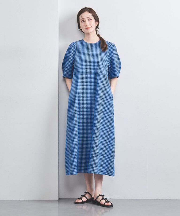 UNITED ARROWS「オープン バックリボン チェックワンピース」|ワンピース|