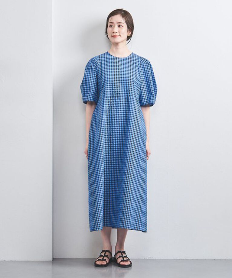 UNITED ARROWS「オープン バックリボン チェックワンピース」|ワンピース|