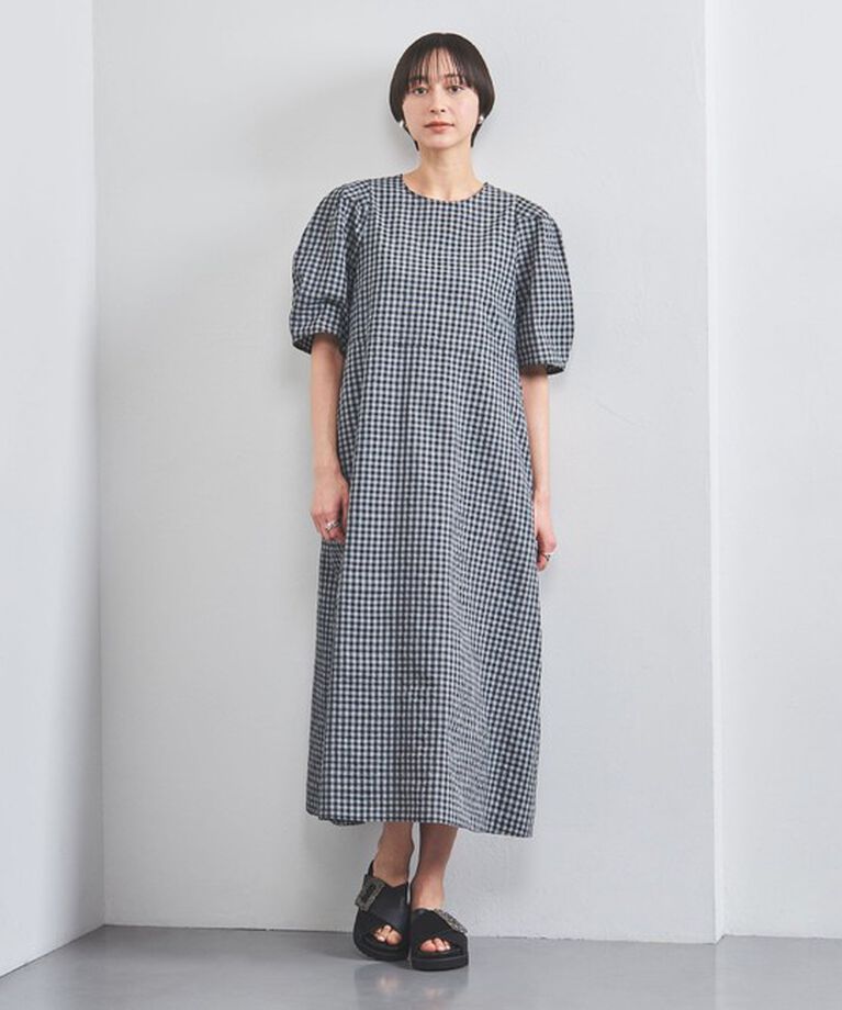 UNITED ARROWS「オープン バックリボン チェックワンピース」|ワンピース|