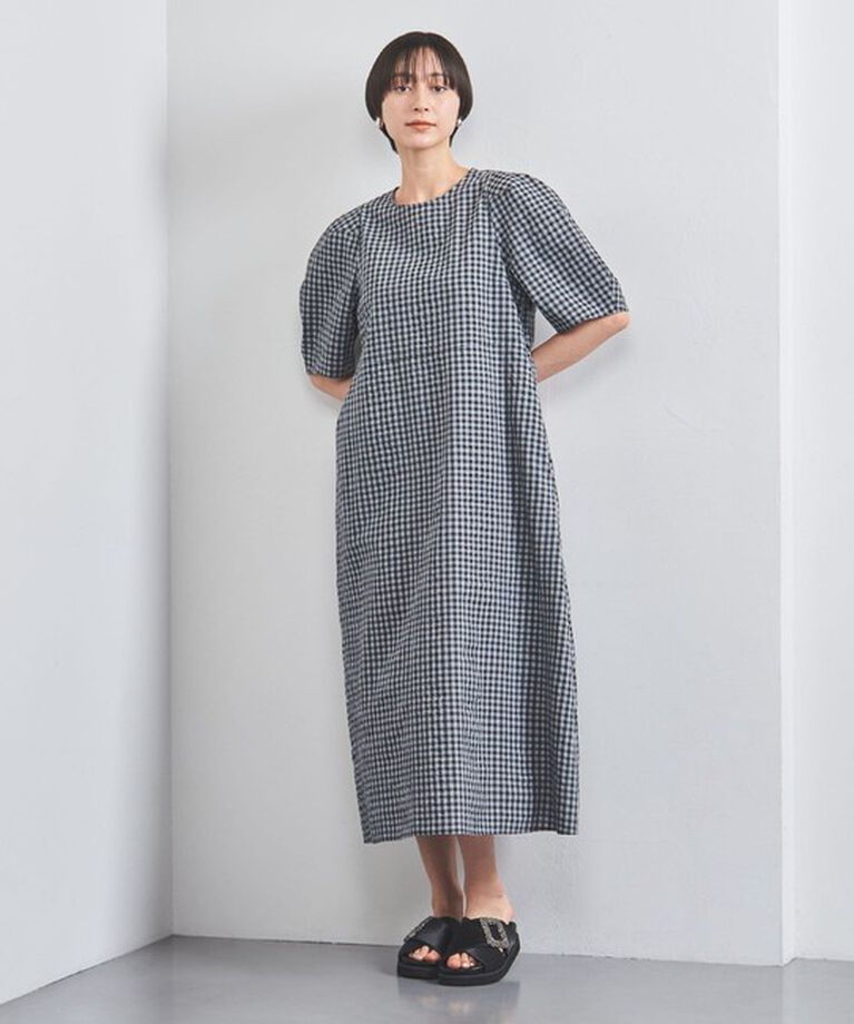 UNITED ARROWS「オープン バックリボン チェックワンピース」|ワンピース|