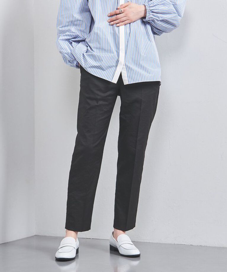 UNITED ARROWS「シャイニー スリム パンツ」|スラックス|BLACK