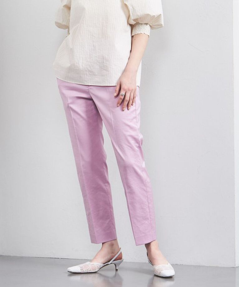 UNITED ARROWS「シャイニー スリム パンツ」|スラックス|LT.PINK