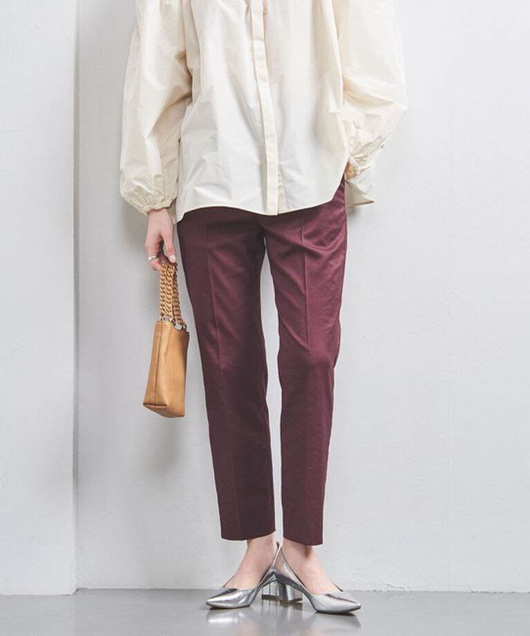 UNITED ARROWS「シャイニー スリム パンツ」|スラックス|WINE