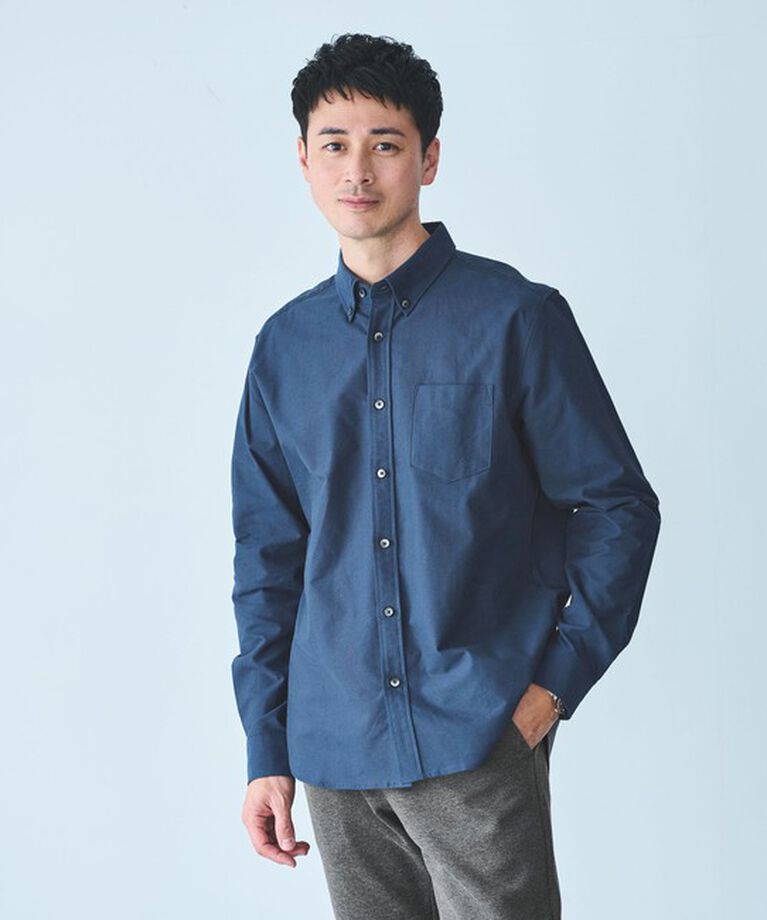 UNITED ARROWS green label relaxing「【WEB限定】JUST fit ボタンダウン オックスフォード 長袖 シャツ」|シャツ・ブラウス|NAVY