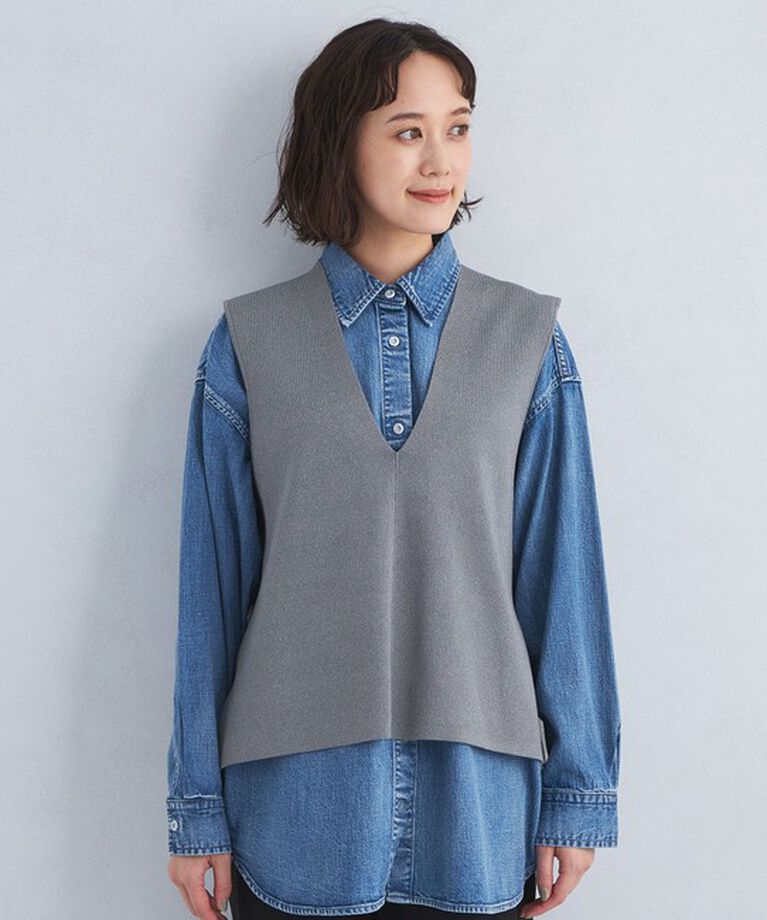 UNITED ARROWS green label relaxing「DEEP ディープ Vネック ニット Aライン ベスト -ウォッシャブル-」|ベスト・ジレ|