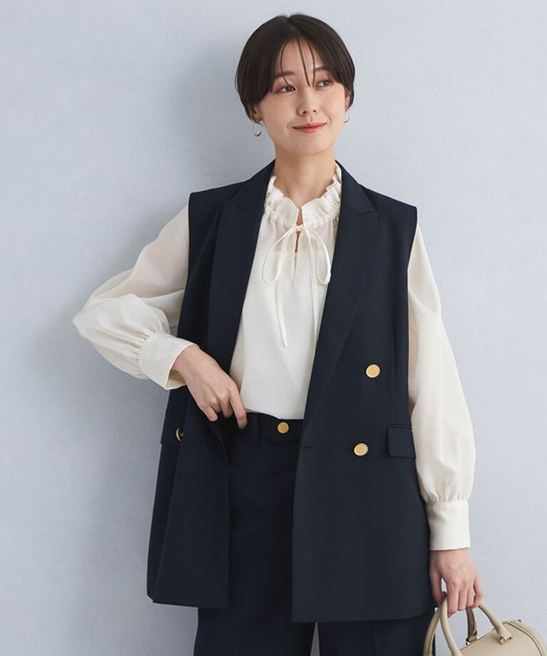 UNITED ARROWS green label relaxing「シアー ネック フリル 2WAY ブラウス」|シャツ・ブラウス|WHITE