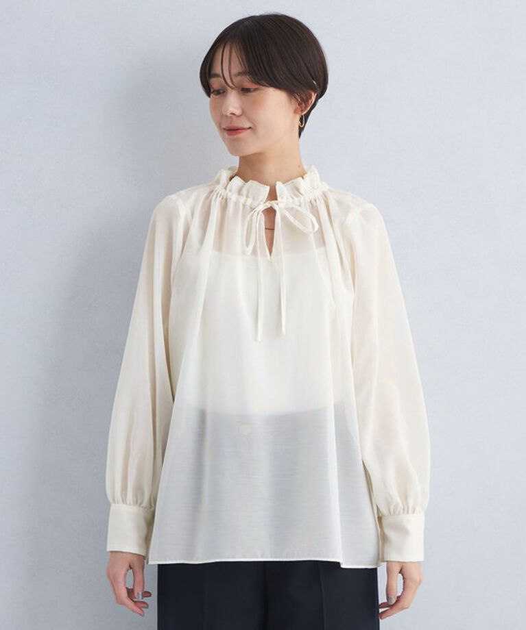UNITED ARROWS green label relaxing「シアー ネック フリル 2WAY ブラウス」|シャツ・ブラウス|