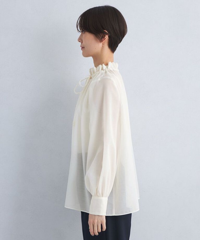 UNITED ARROWS green label relaxing「シアー ネック フリル 2WAY ブラウス」|シャツ・ブラウス|