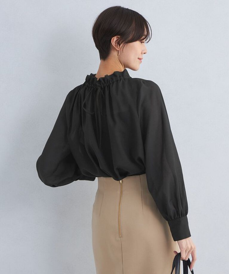 UNITED ARROWS green label relaxing「シアー ネック フリル 2WAY ブラウス」|シャツ・ブラウス|