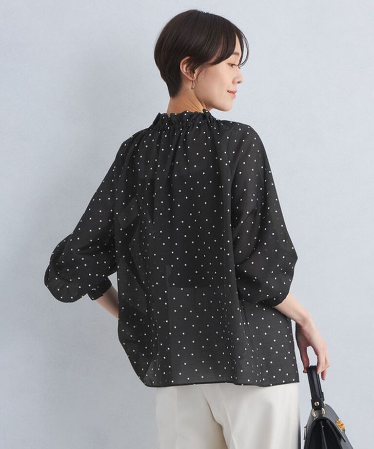 UNITED ARROWS green label relaxing「シアー ネック フリル 2WAY ブラウス」|シャツ・ブラウス|