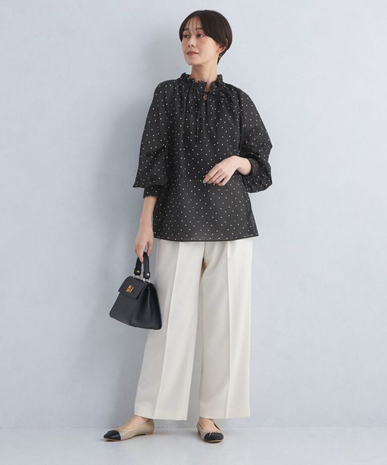 UNITED ARROWS green label relaxing「シアー ネック フリル 2WAY ブラウス」|シャツ・ブラウス|