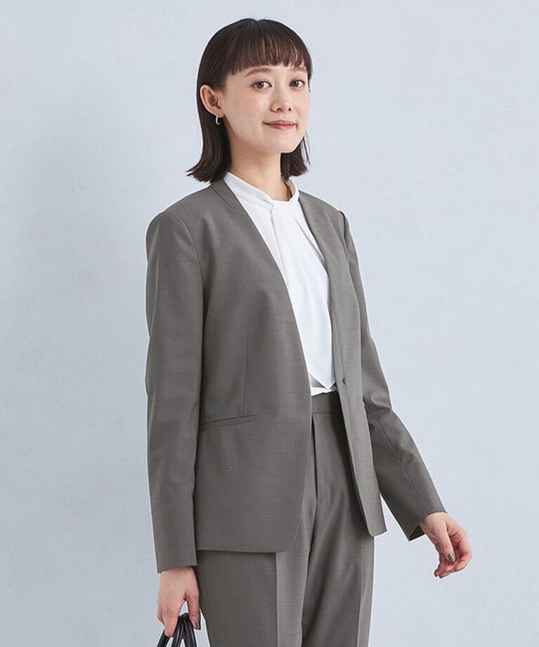 UNITED ARROWS green label relaxing「カチリラ ノーラペル ジャケット -ウォッシャブル・ストレッチ・防シワ-」|ノーカラージャケット|