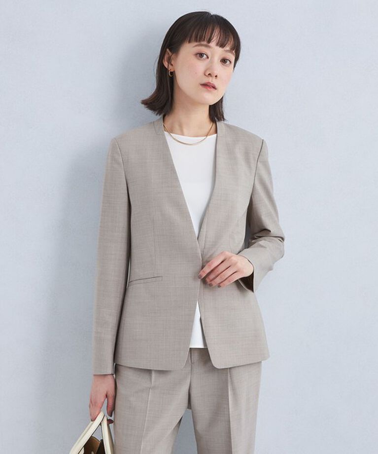 UNITED ARROWS green label relaxing「カチリラ ノーラペル ジャケット -ウォッシャブル・ストレッチ・防シワ-」|ノーカラージャケット|BEIGE