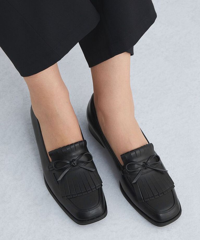 UNITED ARROWS green label relaxing「キルトリボン スリッポン シューズ / ローファー（3cmヒール）-撥水-」|その他|BLACK