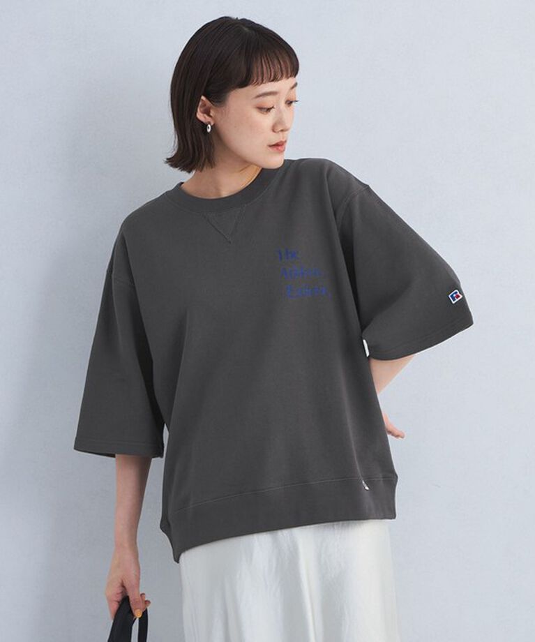 UNITED ARROWS green label relaxing「【別注】＜RUSSELL ATHLETIC＞ハーフスリーブ スウェット プルオーバー」|スウェット・ジャージ|DK.GRAY