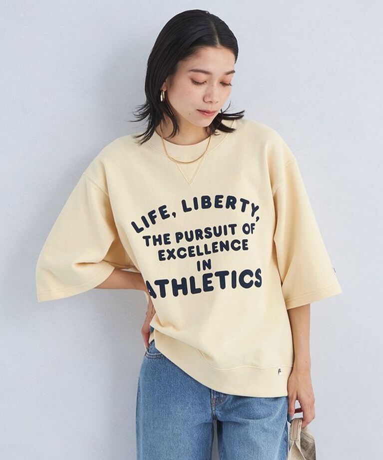 UNITED ARROWS green label relaxing「【別注】＜RUSSELL ATHLETIC＞ハーフスリーブ スウェット プルオーバー」|スウェット・ジャージ|CREAM