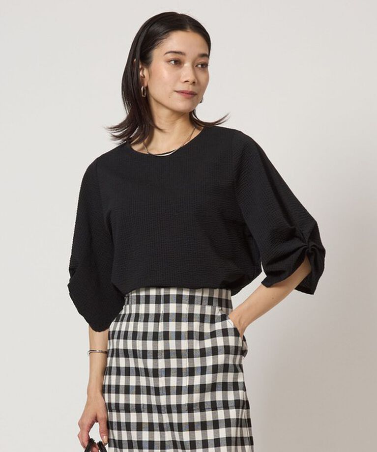 UNITED ARROWS green label relaxing「サッカー タックスリーブ プルオーバー カットソー -UVカット-」|Tシャツ・カットソー|BLACK