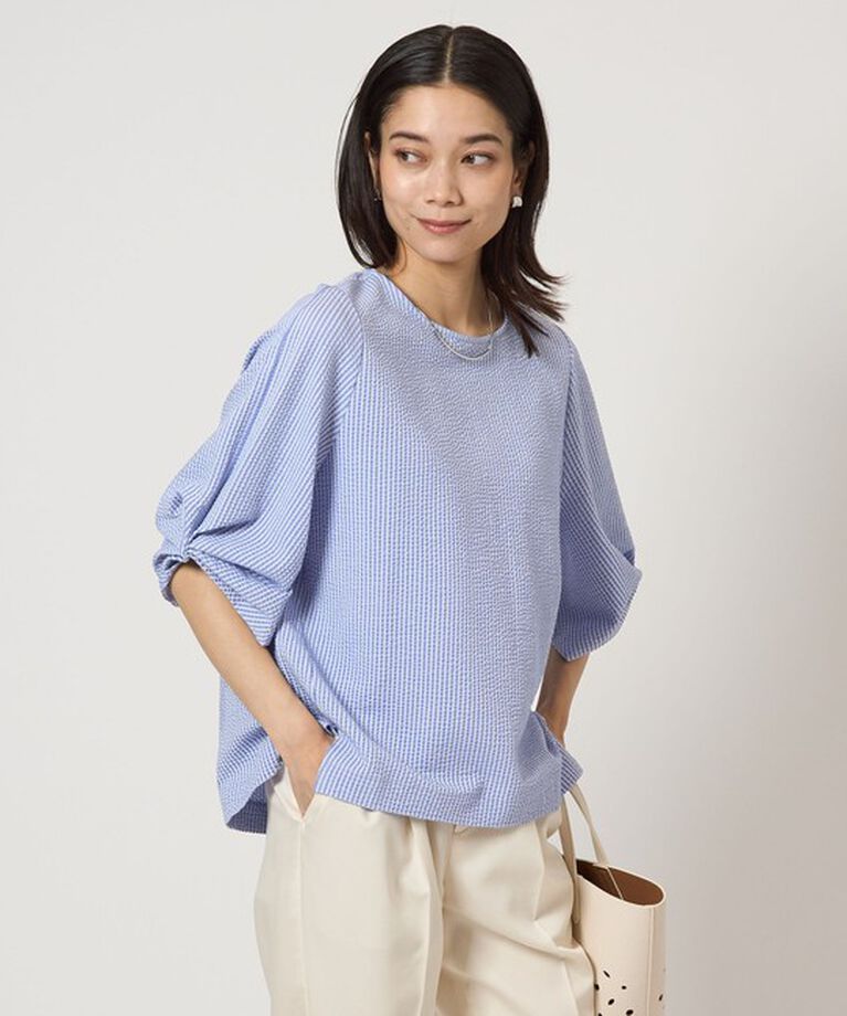 UNITED ARROWS green label relaxing「サッカー タックスリーブ プルオーバー カットソー -UVカット-」|Tシャツ・カットソー|LT.BLUE