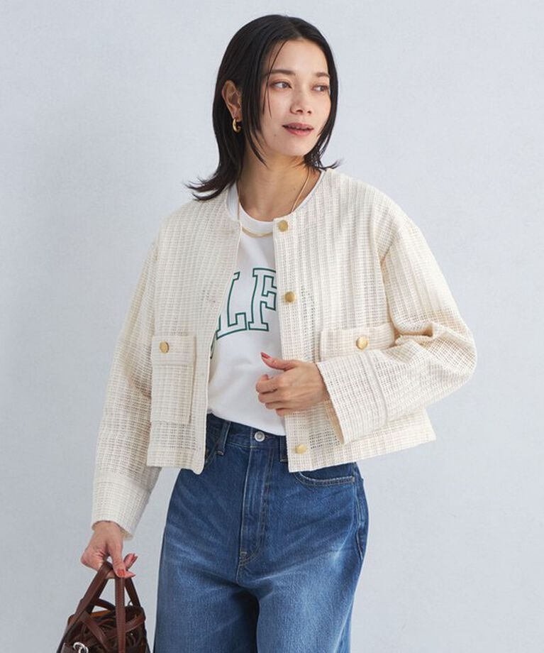 UNITED ARROWS green label relaxing「カラミ レース ノーカラー ジャケット」|ノーカラージャケット|