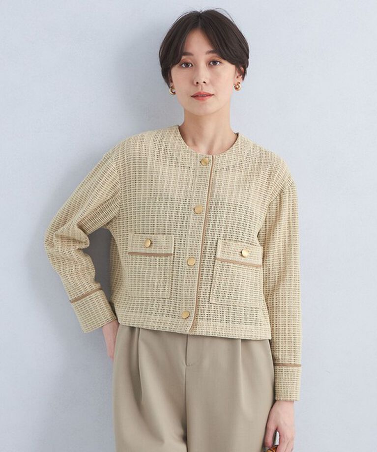 UNITED ARROWS green label relaxing「カラミ レース ノーカラー ジャケット」|ノーカラージャケット|
