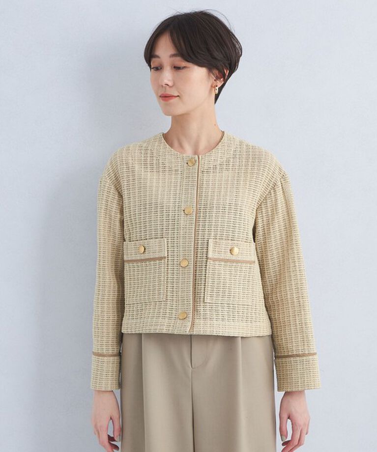 UNITED ARROWS green label relaxing「カラミ レース ノーカラー ジャケット」|ノーカラージャケット|