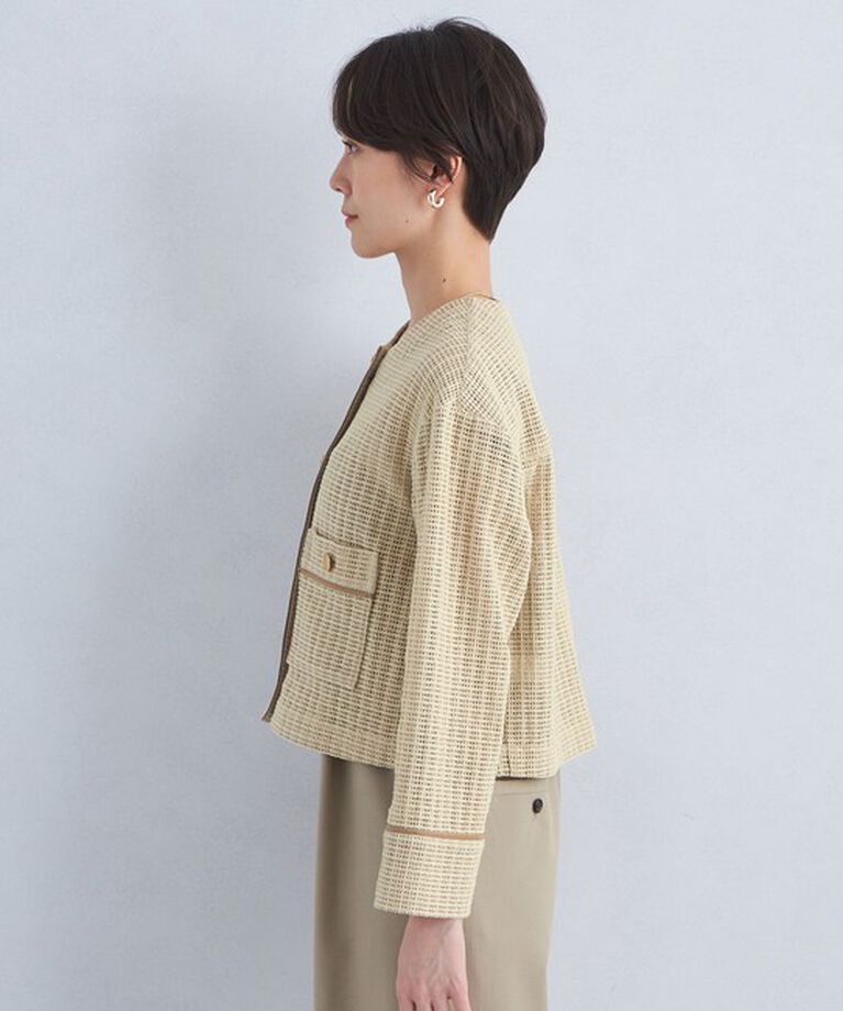 UNITED ARROWS green label relaxing「カラミ レース ノーカラー ジャケット」|ノーカラージャケット|