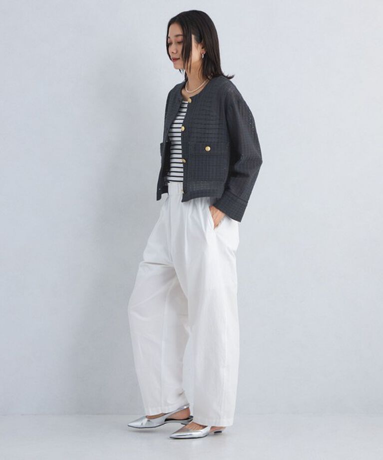 UNITED ARROWS green label relaxing「カラミ レース ノーカラー ジャケット」|ノーカラージャケット|