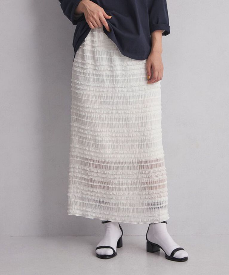 UNITED ARROWS green label relaxing「＜at ease＞シアー フリル スカート」|タイト|