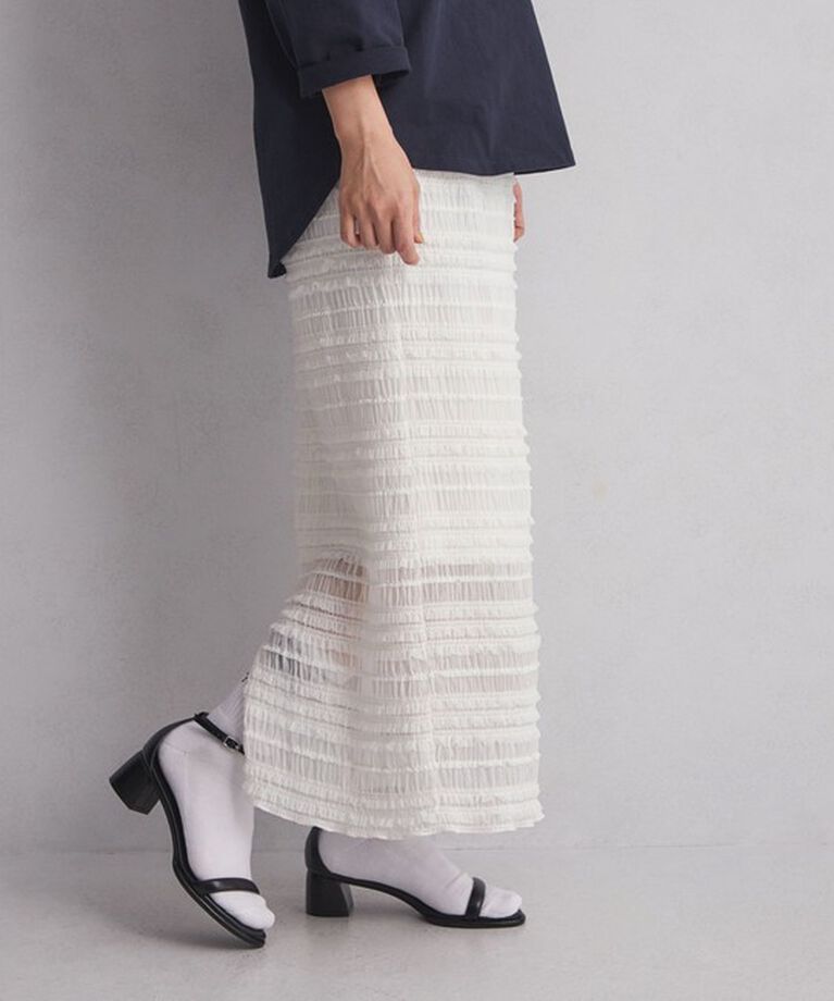 UNITED ARROWS green label relaxing「＜at ease＞シアー フリル スカート」|タイト|