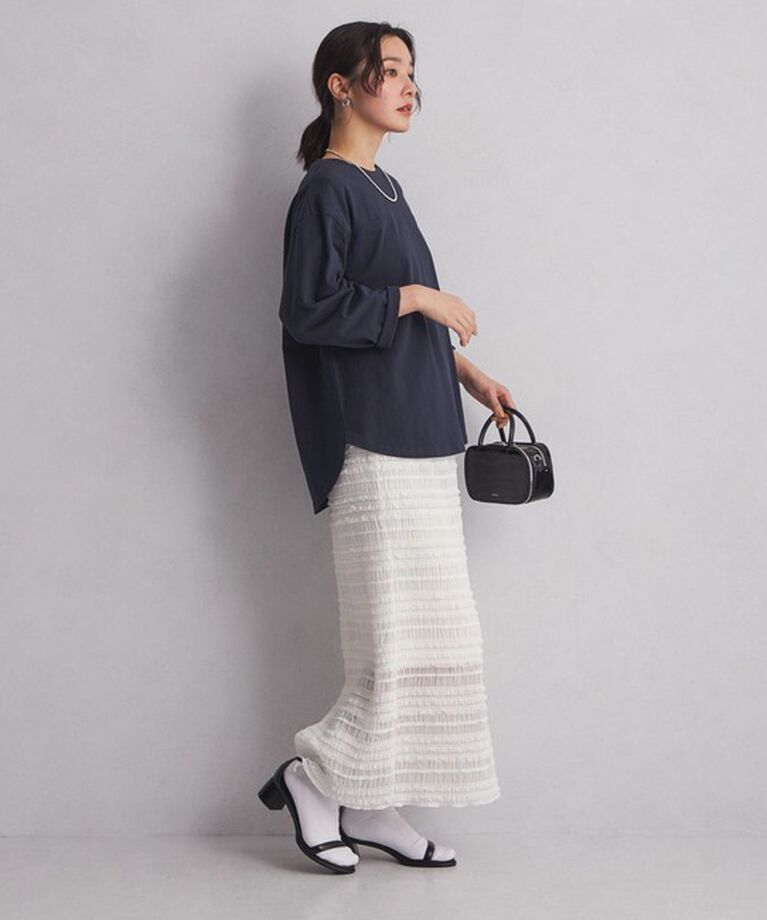 UNITED ARROWS green label relaxing「＜at ease＞シアー フリル スカート」|タイト|