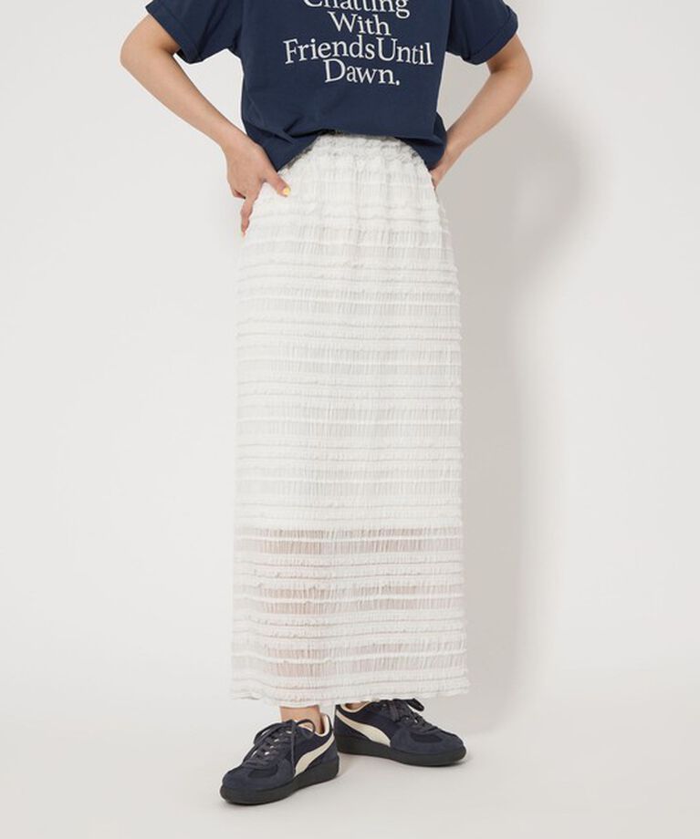 UNITED ARROWS green label relaxing「＜at ease＞シアー フリル スカート」|タイト|