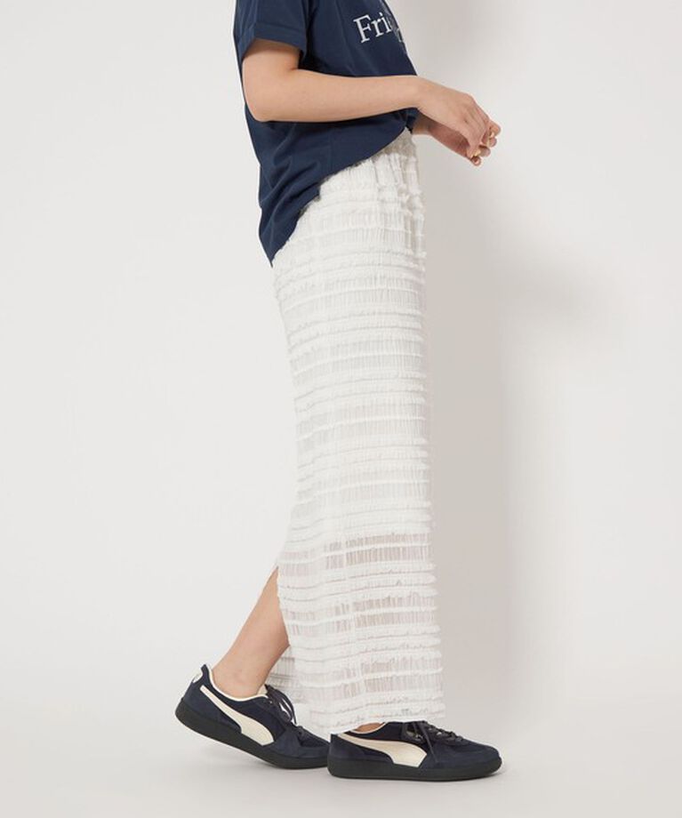 UNITED ARROWS green label relaxing「＜at ease＞シアー フリル スカート」|タイト|