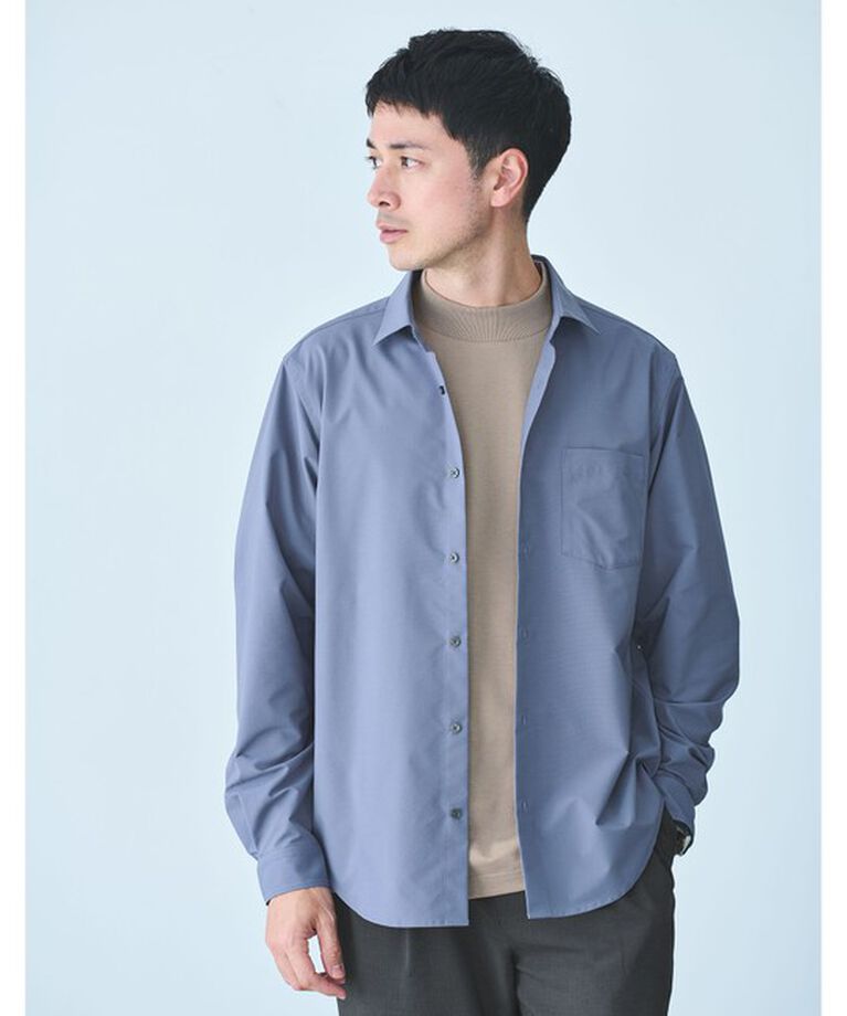 UNITED ARROWS green label relaxing「【WEB限定】JUST fit ワイドカラー 長袖 シャツ -ストレッチ-」|シャツ・ブラウス|COBALT
