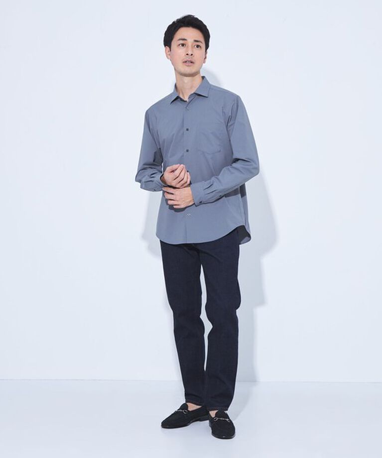 UNITED ARROWS green label relaxing「【WEB限定】JUST fit ワイドカラー 長袖 シャツ -ストレッチ-」|シャツ・ブラウス|