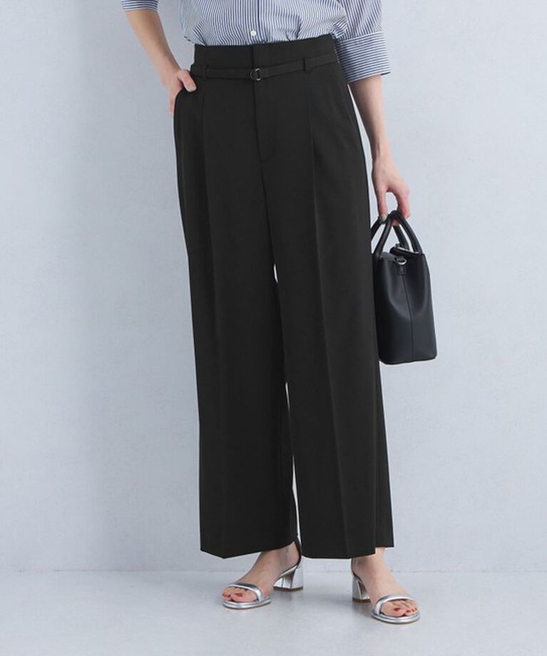 UNITED ARROWS green label relaxing「サラフール ベルト ワイド パンツ -マシンウォッシャブル・ストレッチ・UVカット-」|スラックス|