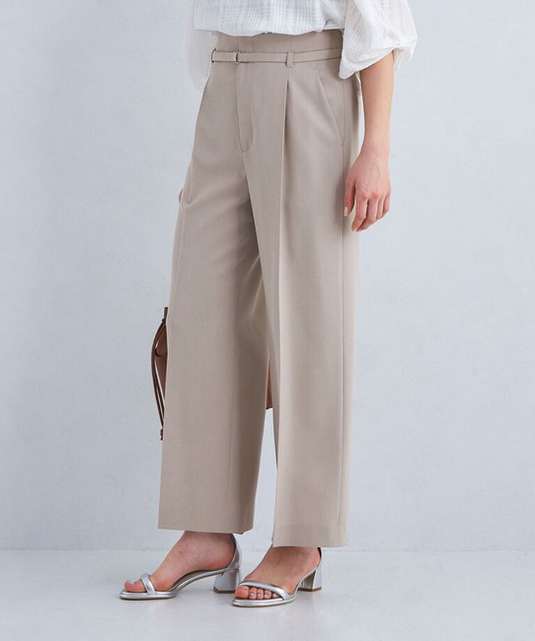 UNITED ARROWS green label relaxing「サラフール ベルト ワイド パンツ -マシンウォッシャブル・ストレッチ・UVカット-」|スラックス|