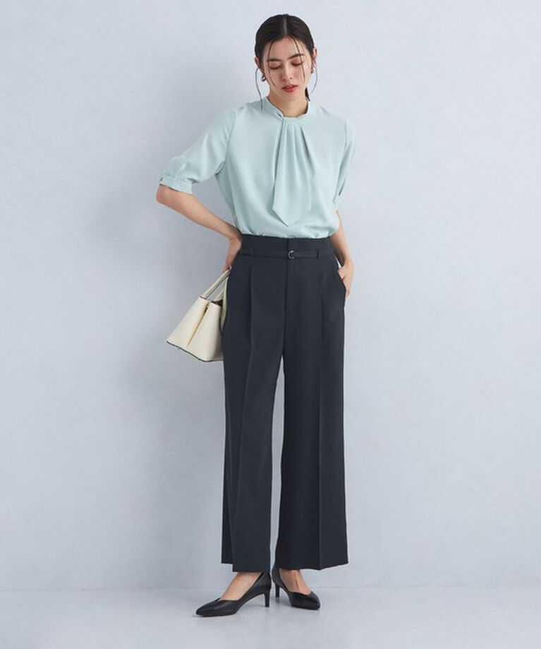 UNITED ARROWS green label relaxing「サラフール ベルト ワイド パンツ -マシンウォッシャブル・ストレッチ・UVカット-」|スラックス|