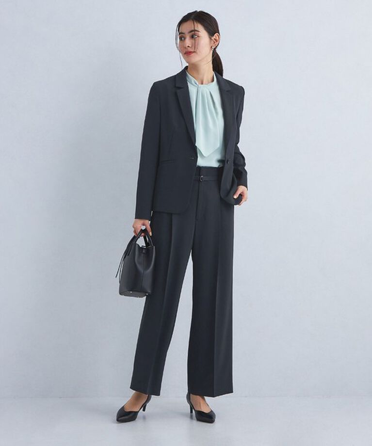 UNITED ARROWS green label relaxing「サラフール ベルト ワイド パンツ -マシンウォッシャブル・ストレッチ・UVカット-」|スラックス|