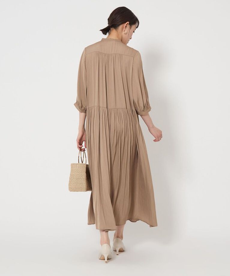 UNITED ARROWS green label relaxing「サテン ギャザー ショートスリーブ ワンピース」|ワンピース|