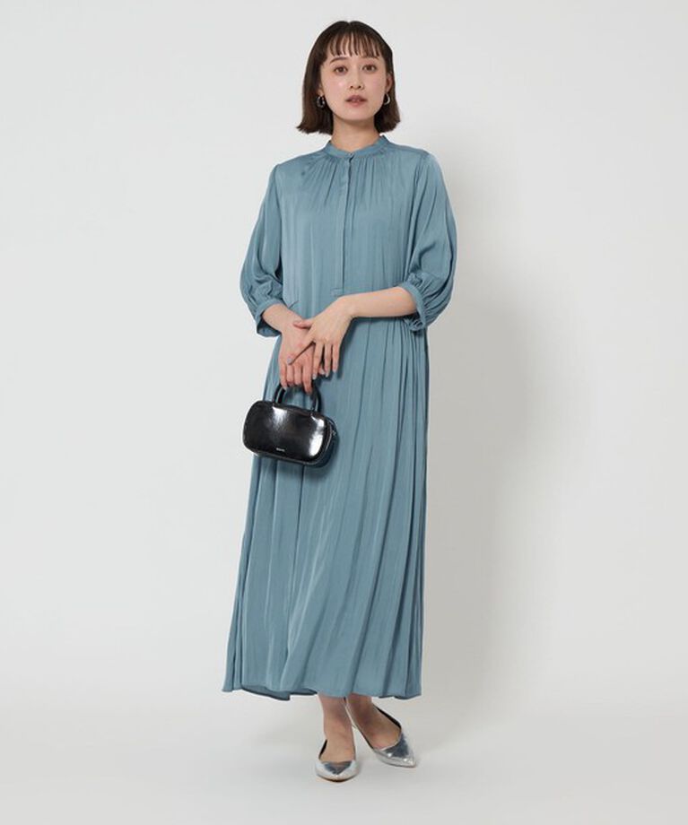 UNITED ARROWS green label relaxing「サテン ギャザー ショートスリーブ ワンピース」|ワンピース|