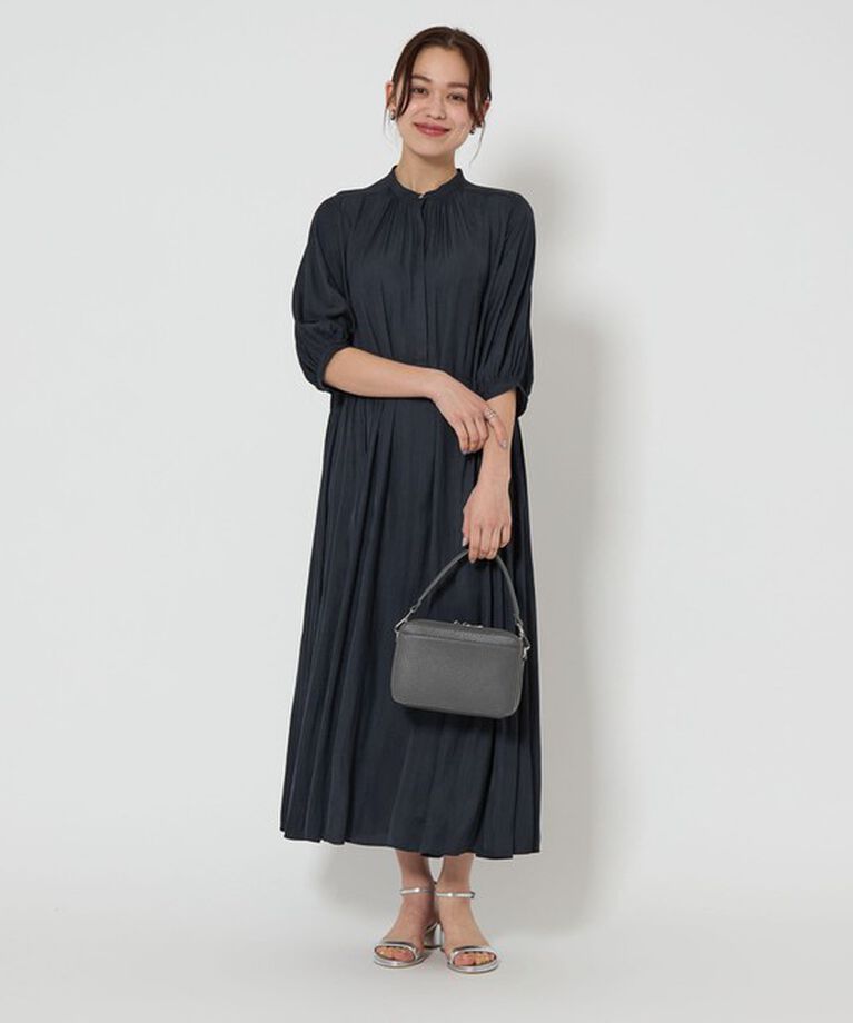 UNITED ARROWS green label relaxing「サテン ギャザー ショートスリーブ ワンピース」|ワンピース|