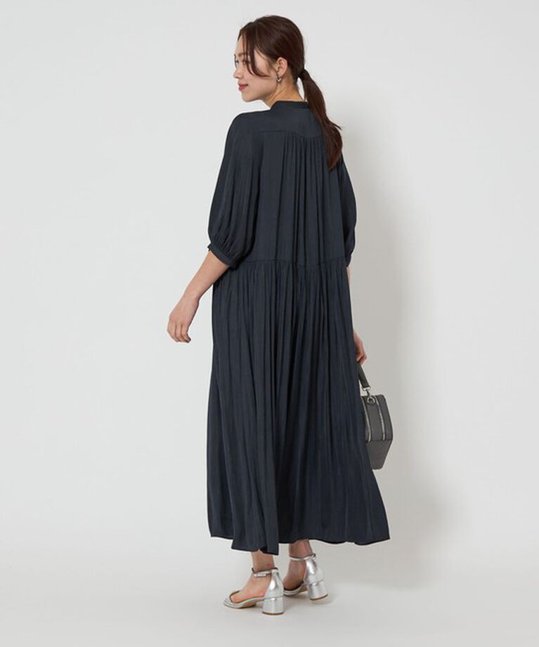 UNITED ARROWS green label relaxing「サテン ギャザー ショートスリーブ ワンピース」|ワンピース|