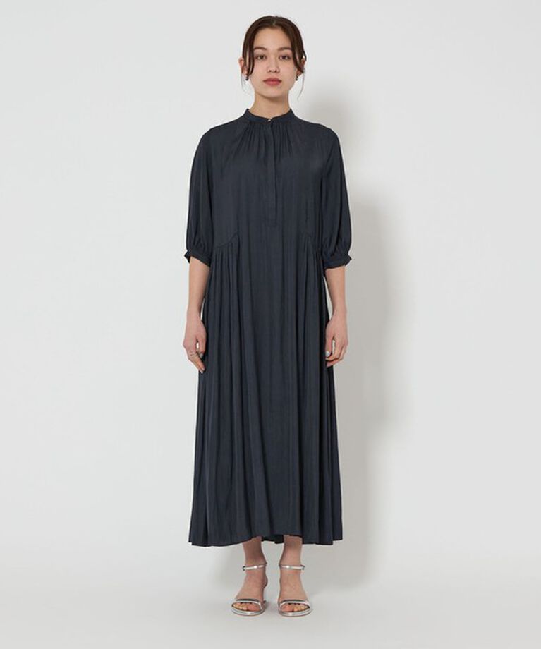 UNITED ARROWS green label relaxing「サテン ギャザー ショートスリーブ ワンピース」|ワンピース|