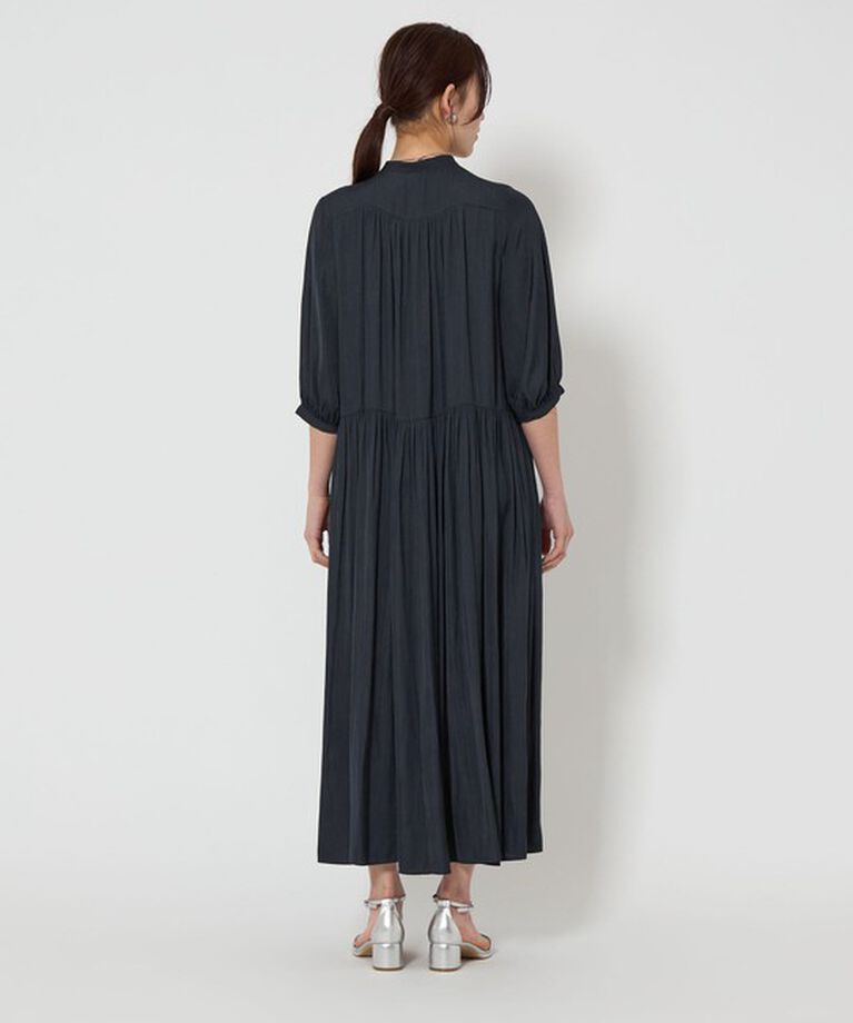 UNITED ARROWS green label relaxing「サテン ギャザー ショートスリーブ ワンピース」|ワンピース|