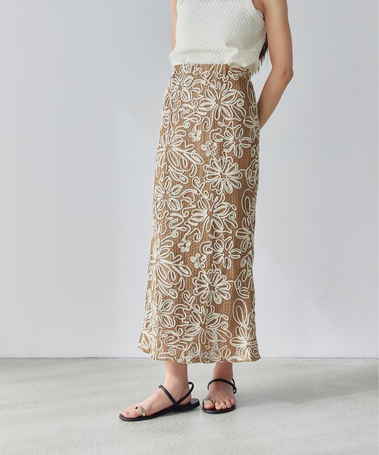 EMMEL REFINES「＜EMMEL REFINES＞EM コードシシュウ レース スカート」|スカート|BEIGE